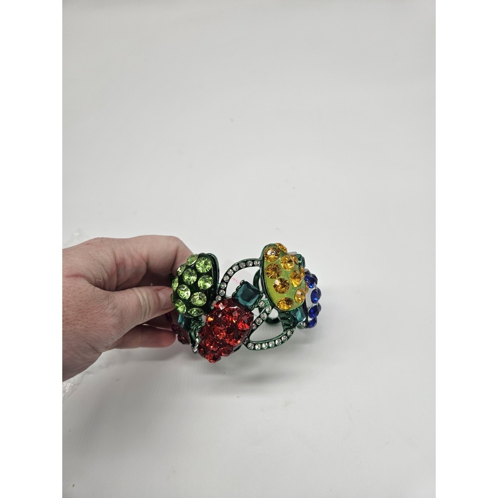 BETSEY JOHNSON STUNNING STATEMENT CHRISTMAS LIGHTS HINGED CUFF BRACELET NWT
